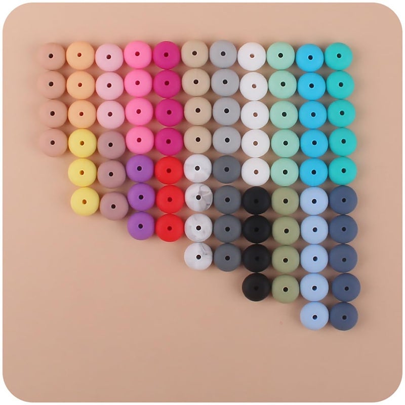 Decoendiy 100Pcs Loose Silicone Abacus Beads 15mm  Flat Round Shaped Chunky Beads  Silicone Spacer Beads  Large Hole Rubber Beads  for Adults DIY Bracelets Crafts Supplies (Mix) - Image 3